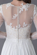 Long Sleeve Lace Wedding Dress with Slit BM bride