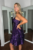 Lace-Up A-Line Sequin Homecoming Dress in Grape BM bride