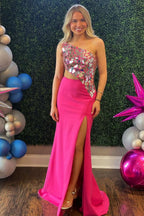 Fashionable Sheath One Shoulder Cut Mirror Sequins Prom Dress BM bride