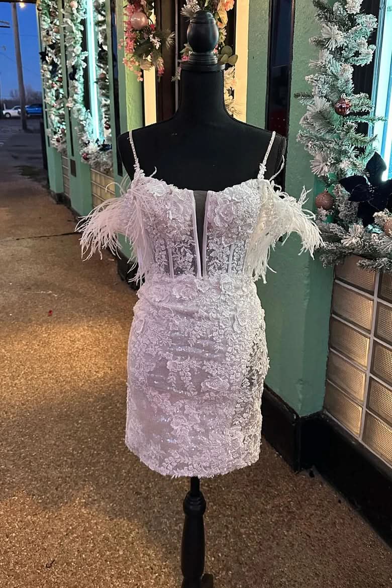 Honora |Sheath Off the Shoulder Lace Homecoming Dress BM bride