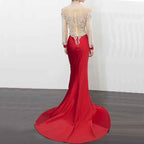 Charming Sweetheart Red Bead Embroidery Tassels Applique Long Prom Dress