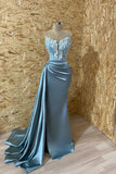 Sleeveless Appliques Mermaid Evening Dress with Split BM bride