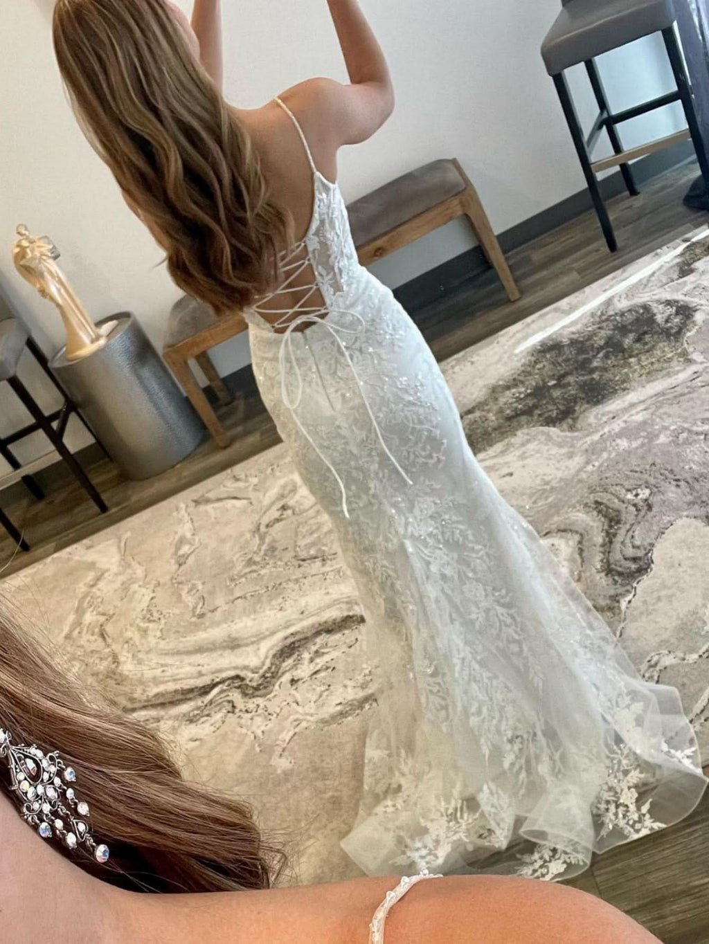 Beautiful White Mermaid Prom Dress Long Evening Dress BM bride