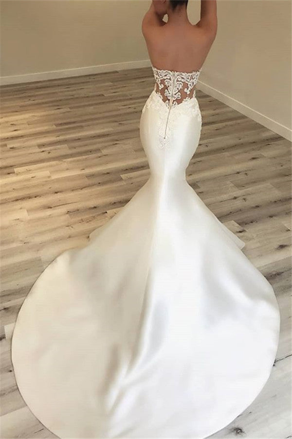 Elegant V-Neck Sleeveless Lace Applique Boho Wedding Dress BM bride
