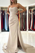 Elegant Mermaid Strapless Evening Dress with Split On Sale BM bride