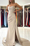 Elegant Strapless Mermaid Evening Dress with Split BM bride