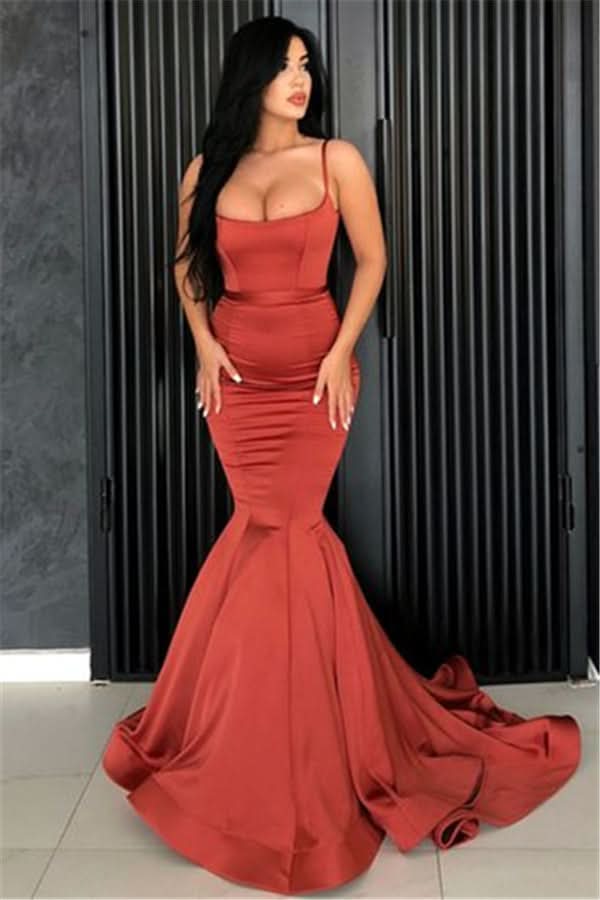 Burnt Orange Long Mermaid Prom Dress BM bride