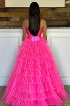 Enchanting A-Line Sweetheart Tiered Tulle Prom Dress with Slit BM bride