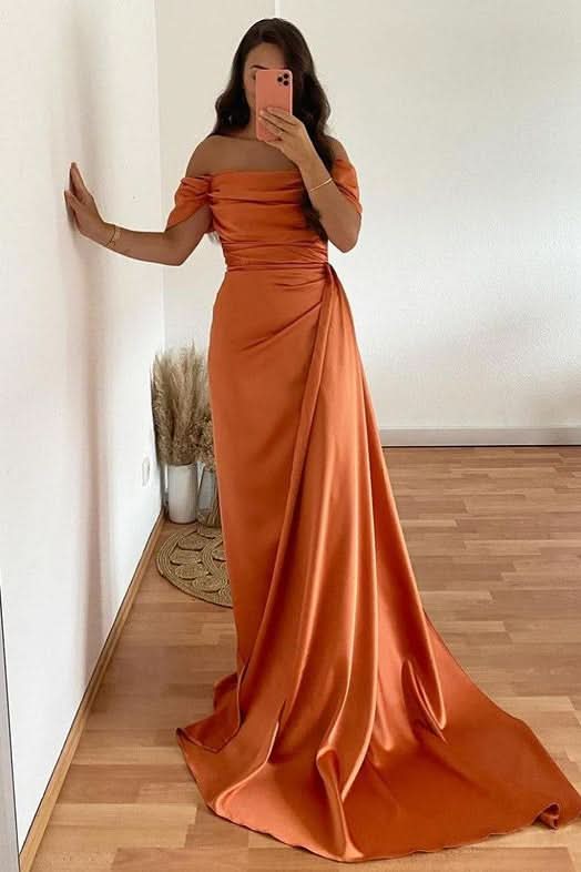 Strapless Off-The-Shoulder Mermaid Prom Dress with Ruffles BM bride