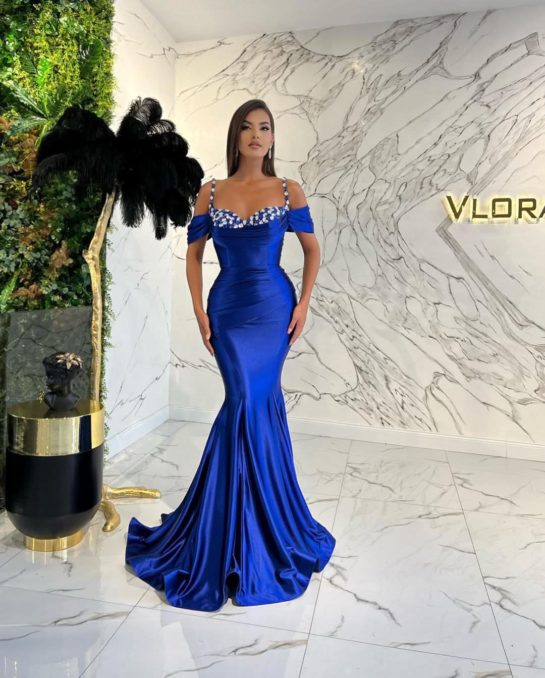 Spaghetti-Straps Sweetheart Mermaid Evening Dress with Sequins Online BM bride