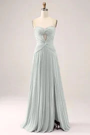 Gorgeous Fuchsia Strapless Cut Out Draped Pleated Prom Dress BMBRIDE
