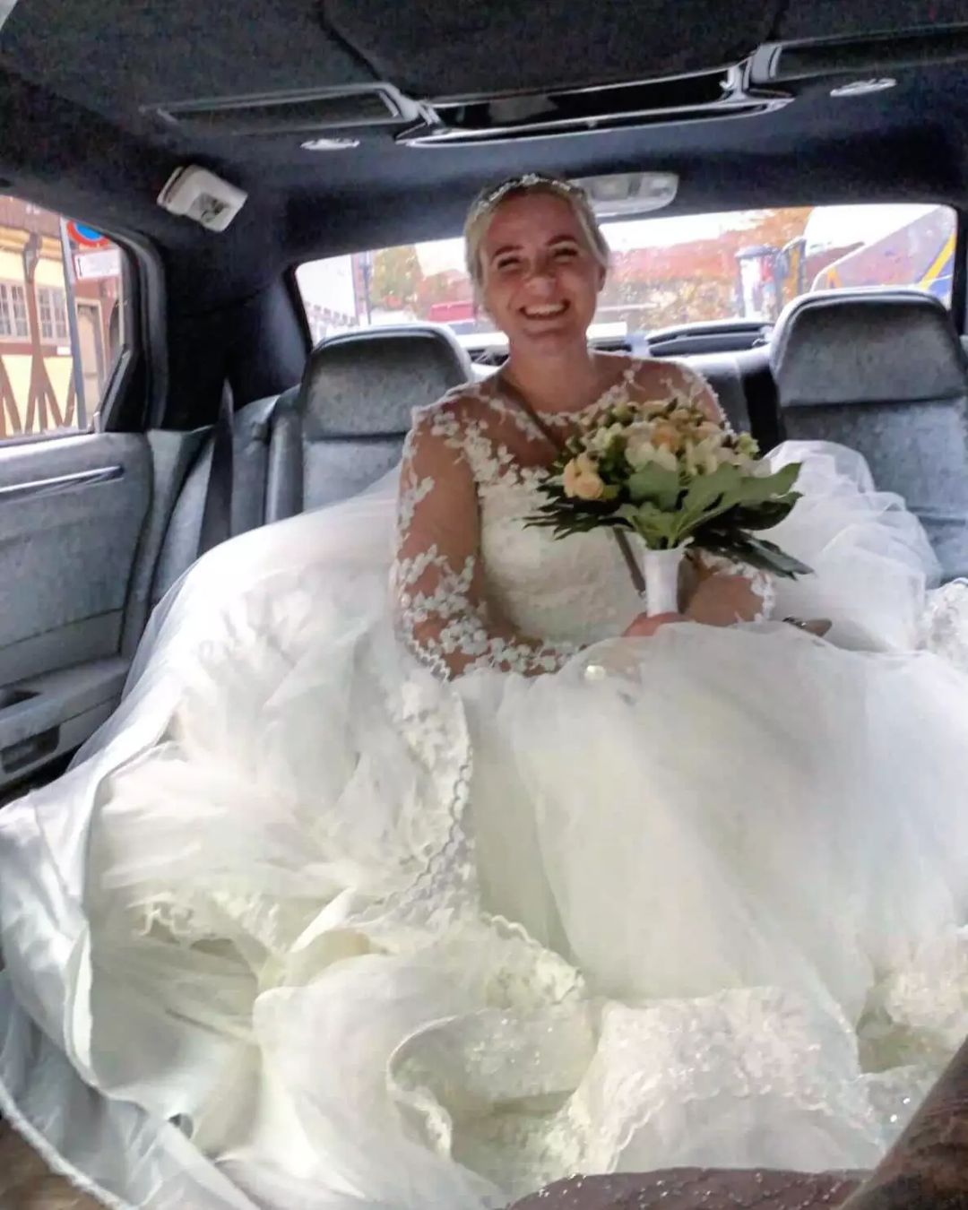 Sweetheart Long A-Line Tulle Wedding Dress with Sleeves BM bride