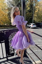 Gorgeous One Shoulder A-line Organza Homecoming Dress BM bride