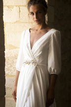 Half Sleeve V-Neck Wedding Dress BM bride