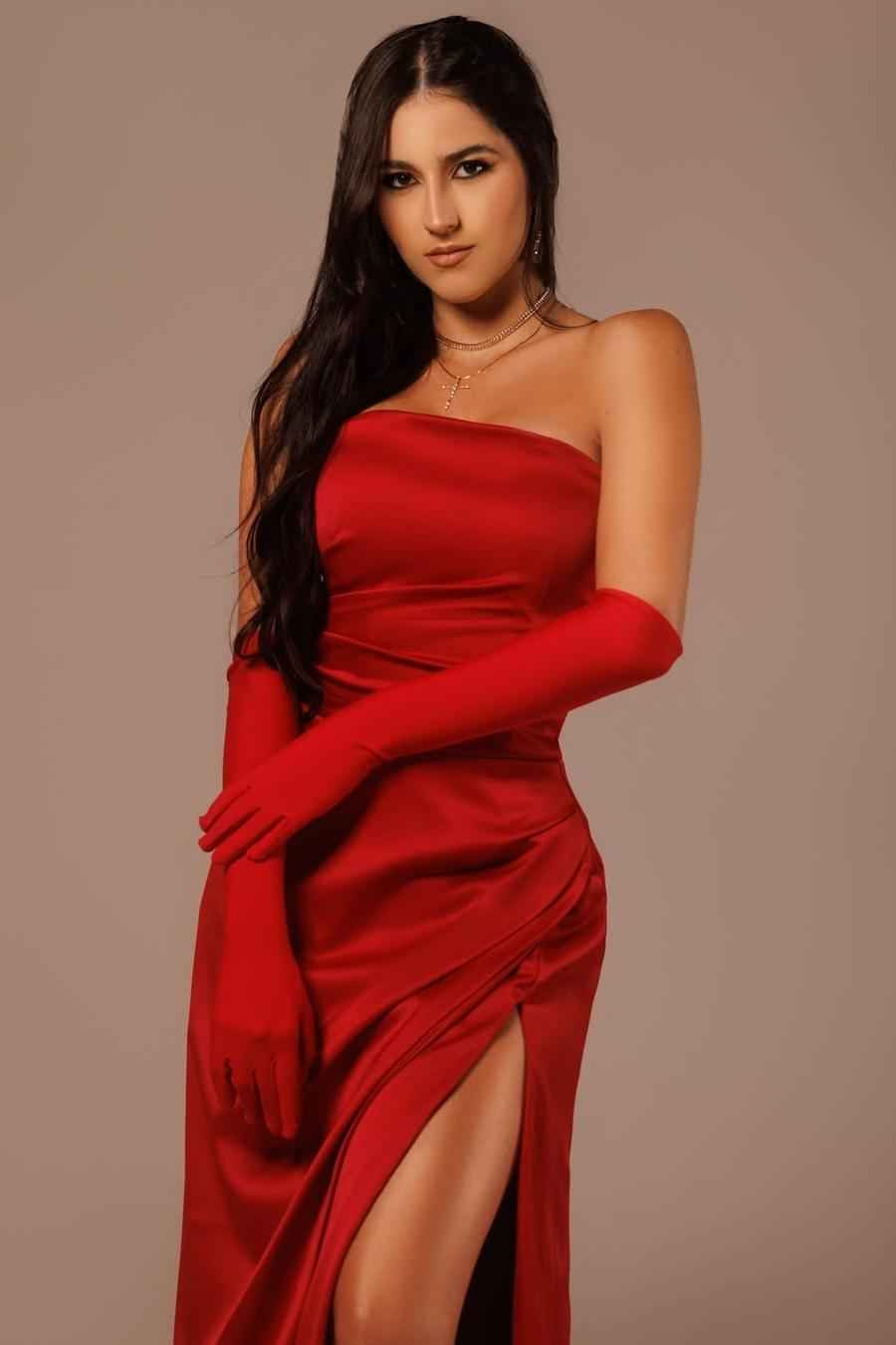 Strapless Sleeveless Mermaid Long Split Prom Dress With Gloves