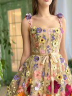 Floral A-Line Short Homecoming Dress with 3D Flowers BM bride