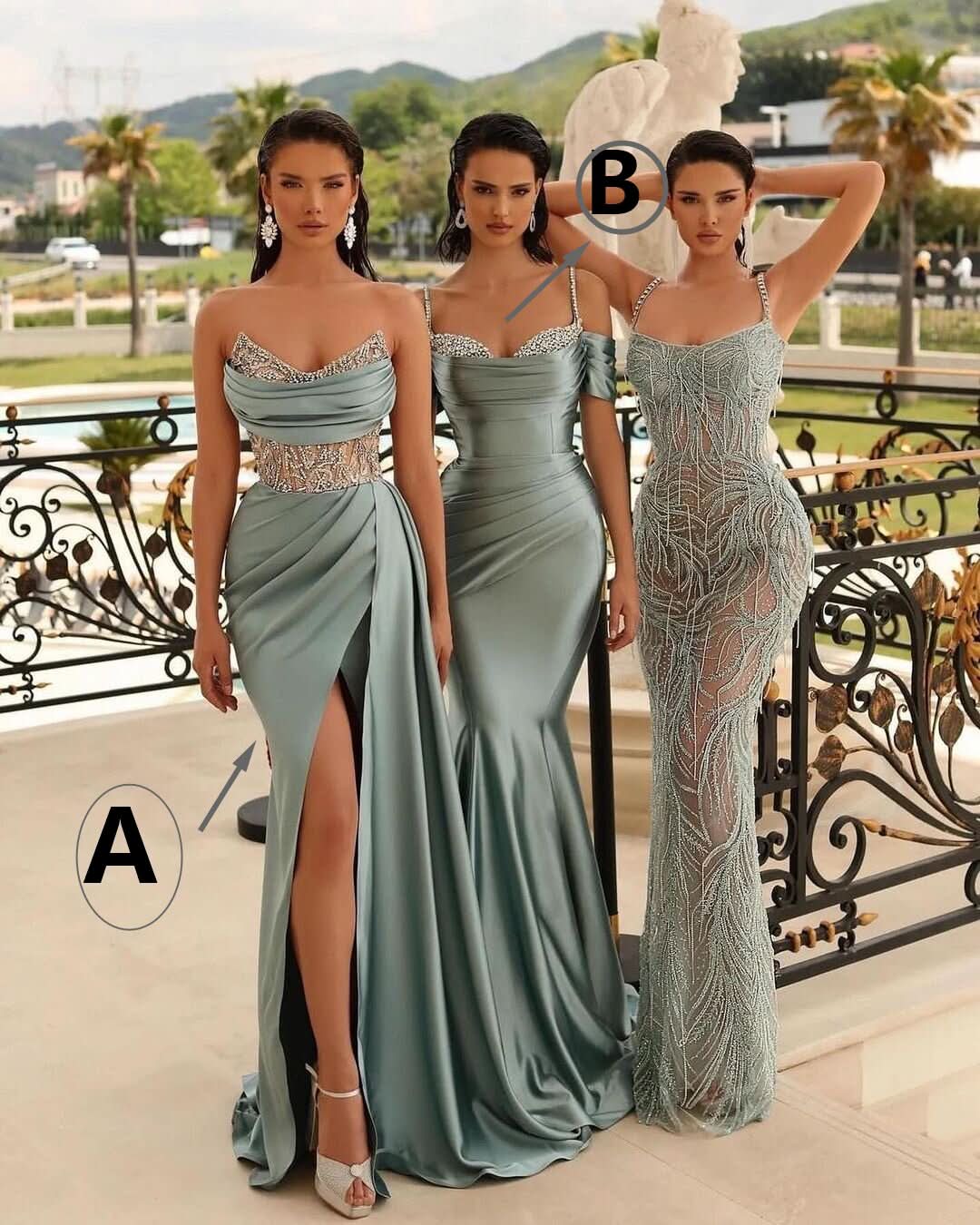 Satin Sweetheart Spaghetti-Strap Mermaid Evening Dress with Split Beadings BM bride