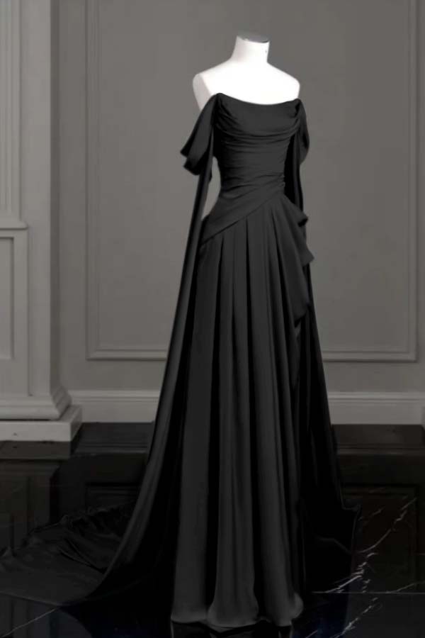 Off the Shoulder Strapless Sleeveless Long Prom Dress With Pleated BMBRIDE