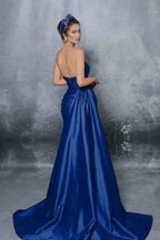 Royal Blue Sweetheart Sleeveless Long Prom Dress With Ruffles