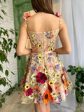 Floral A-Line Short Homecoming Dress with 3D Flowers BM bride