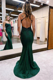 Elegant Appliques Spaghetti Strap Mermaid Evening Dress with Beadings BM bride