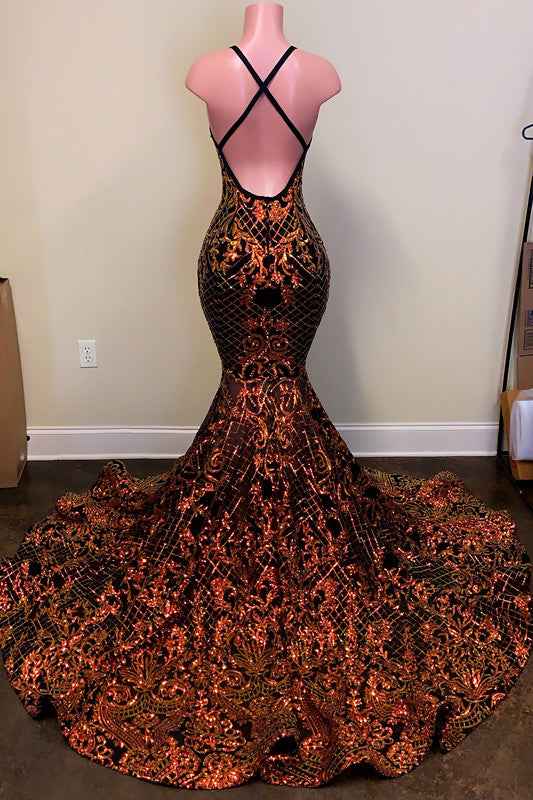 Plunging Halter V Neck Laser Sleeveless Mermaid Prom Dress Sleeveless Court