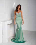 Sweetheart Sleeveless Sage Strapless Mermaid Prom Dress With Pearls