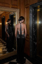 Halter Sleeveless Backless Long Prom Dress With Ruffles Beading