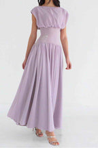 Jewel Neck High Waist Sleeveless Long Prom Dress With Ruffles