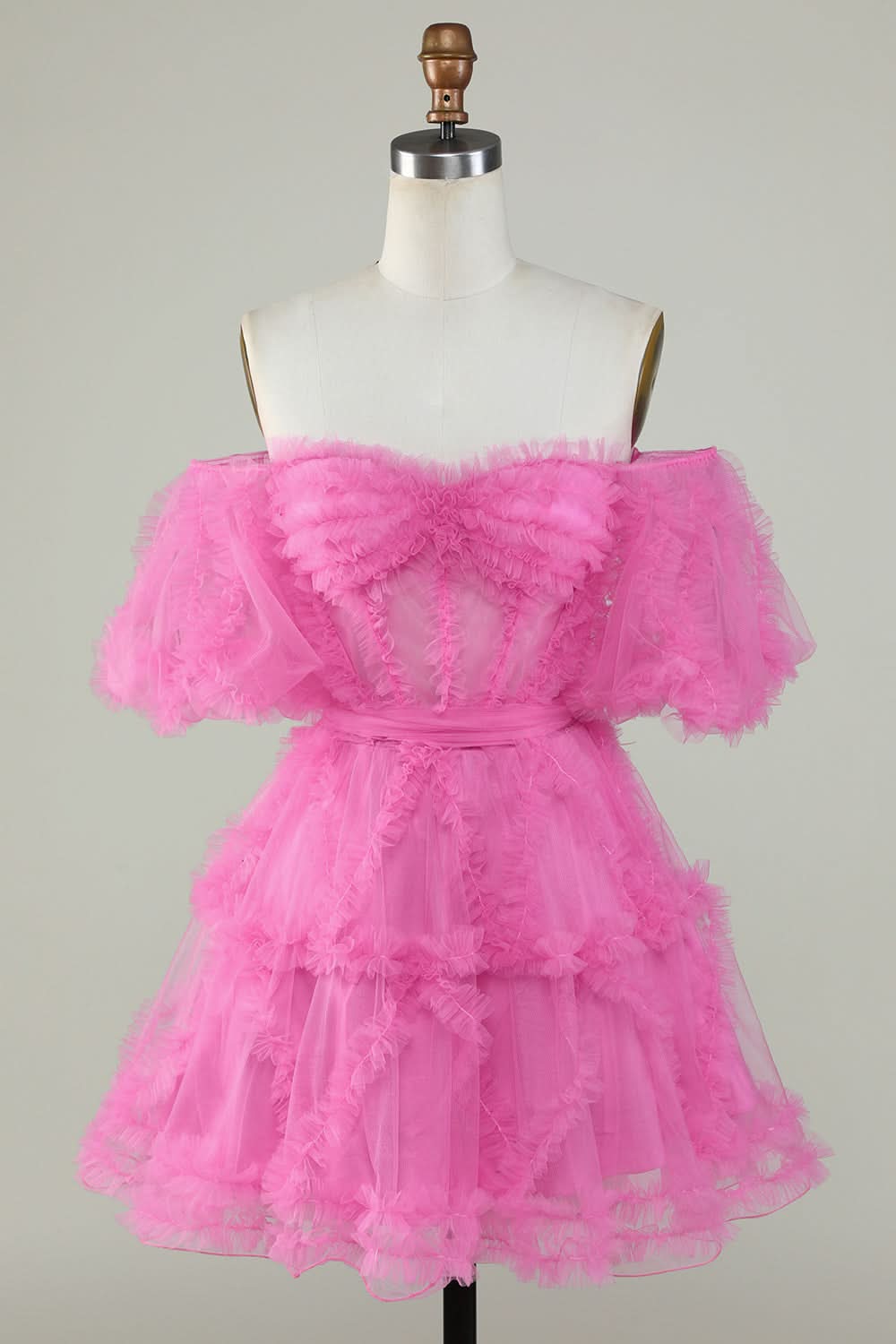 Fuchsia Corset A-Line Short Homecoming Dress Bmbride