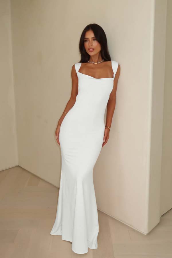 Stunning Straps Sleeveless Long Mermaid Prom Dress With Pleated BMBRIDE