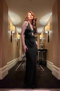 Black Halter Sleeveless Mermaid Long Prom Dress With Pleated
