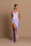 Purple Evening Dress Ball Gown Sleeveless Spaghetti Straps Pleated BM bride