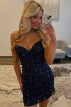 Sparkly Gold Strapless Tight Short Corset Homecoming Dress with Sequins
