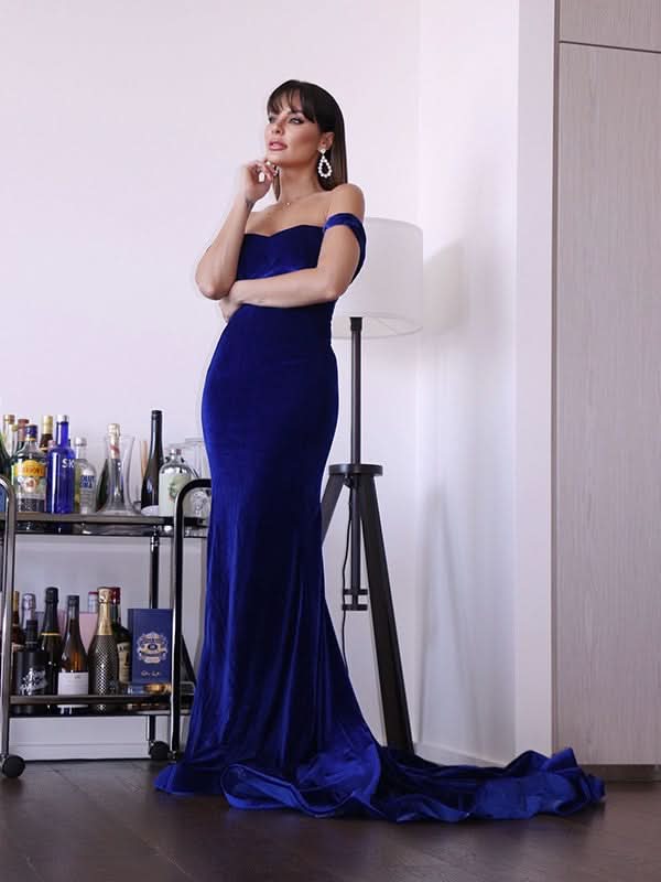 Royal Blue Mermaid Evening Dress BM bride