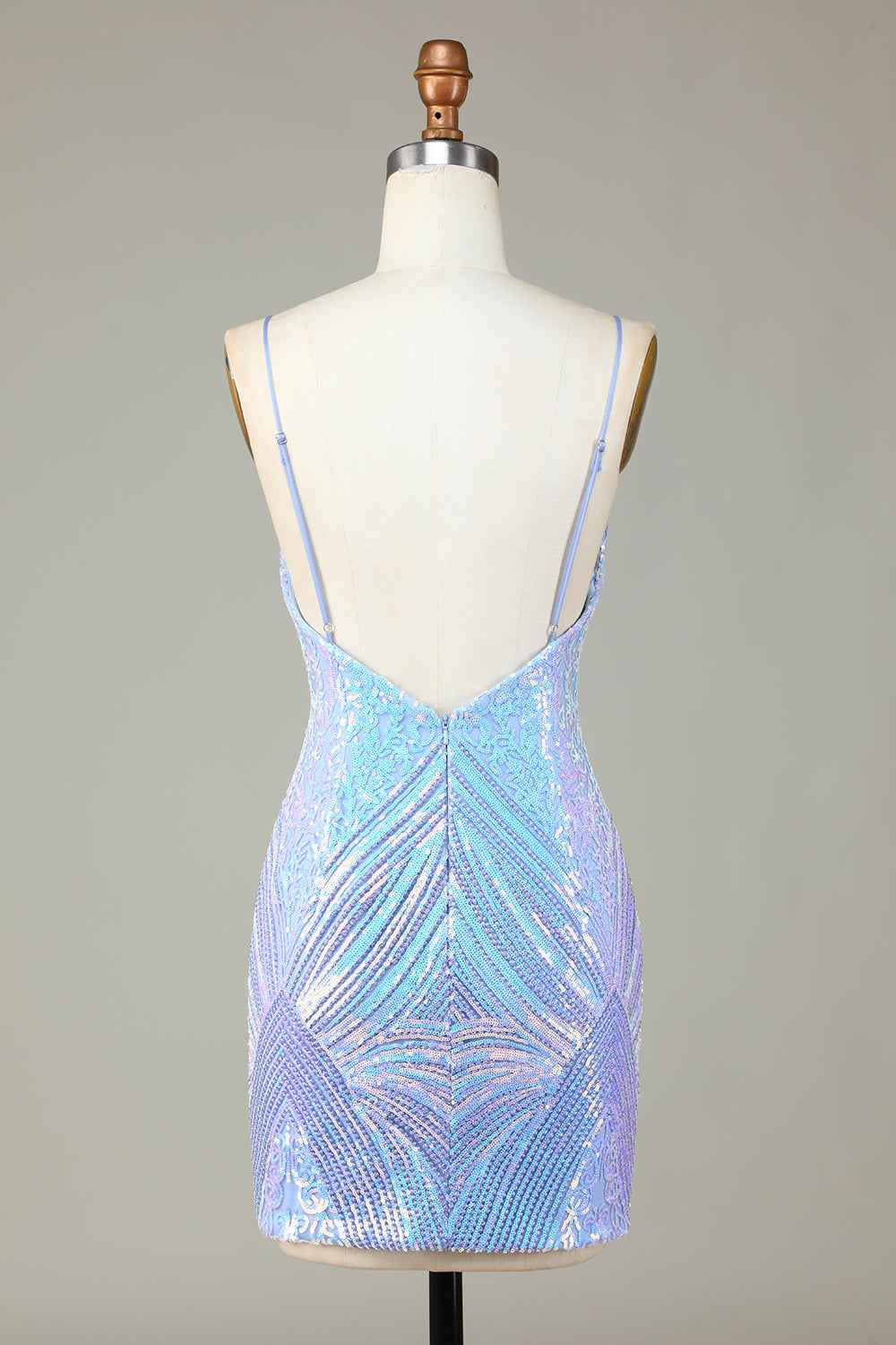 Glitter Blue Sequins Tight Short Homecoming Dress Bmbride