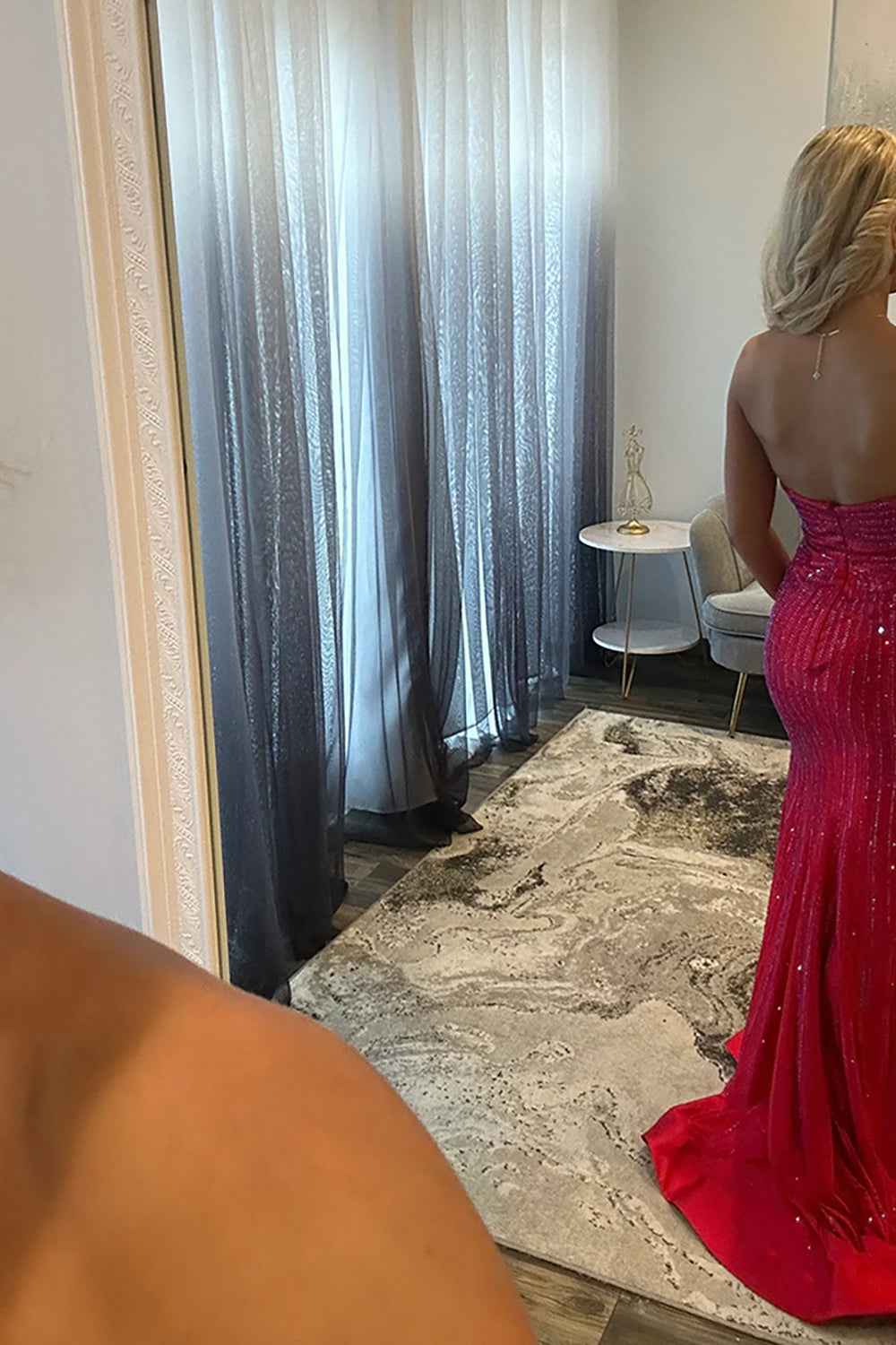 Sparkly Black Sweetheart Beaded Cut-Out Mermaid Long Prom Dress with Slit