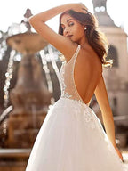 Lace Appliqued Wedding Dresses for Bride 2025 Beach Wedding Bridal Gowns for Women SE002