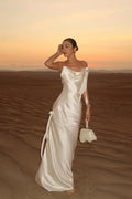 Spaghetti Strap Backless Sleeveless Long Mermaid Prom Dress With Pleated