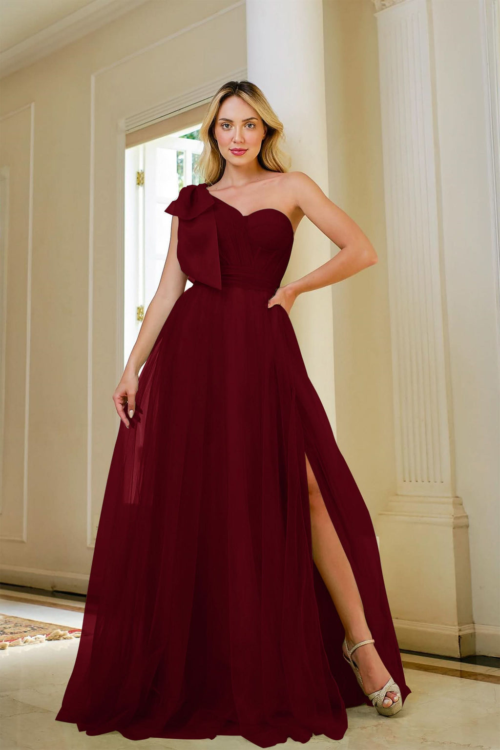 Sage Green One Shoulder Sweetheart Mermaid Prom Dress with Split BM bride