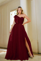 Sage Green One Shoulder Sweetheart Mermaid Prom Dress with Split BM bride