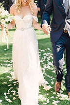 Off-the-Shoulder Chiffon Wedding Dress PD0363 BM bride