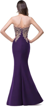 Women's Lace Applique Long Formal Mermaid Evening Prom Dresses Bmbride