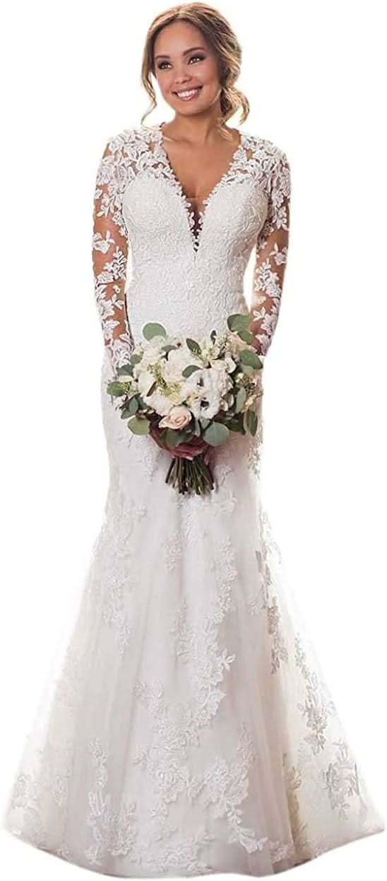 Women's Beach Spaghetti Strap Wedding Dresses for Bride 2025 Boho Long Lace Bridal Gowns for Wedding