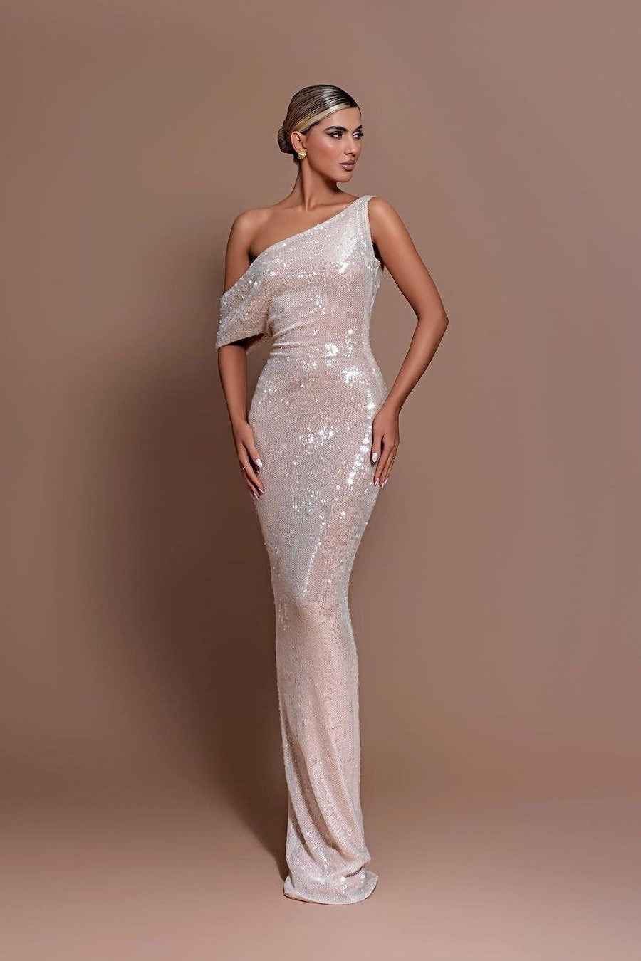 Charming Off the Shoulder Sleeveless Long Mermaid Prom Dress With Sequins