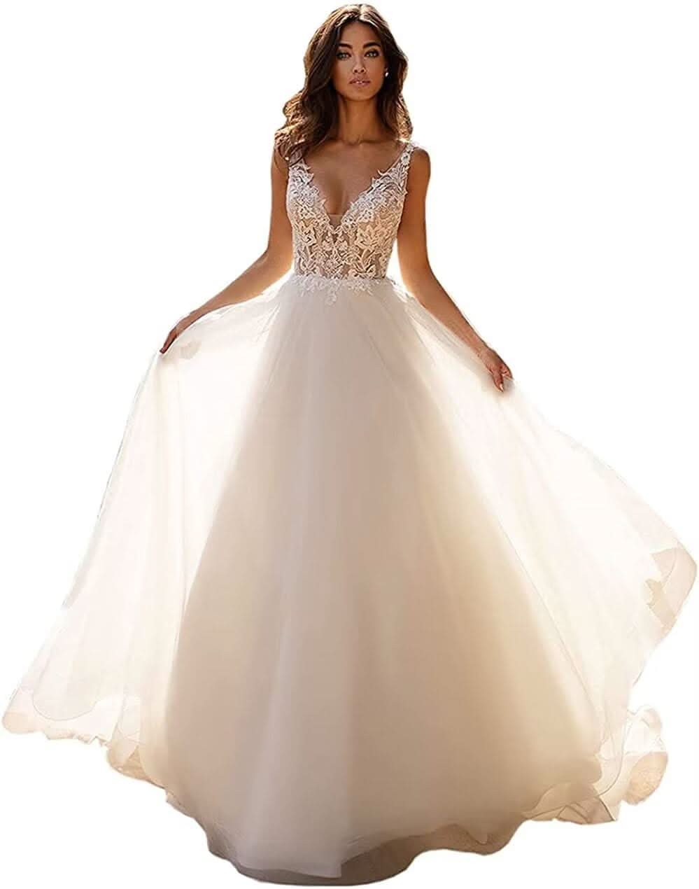 Lace Appliqued Wedding Dresses for Bride 2025 Beach Wedding Bridal Gowns for Women SE002