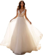 Lace Appliqued Wedding Dresses for Bride 2025 Beach Wedding Bridal Gowns for Women SE002