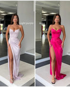 Orange Charmeuse Sleeveless Spaghetti Strap Prom Dress BM bride