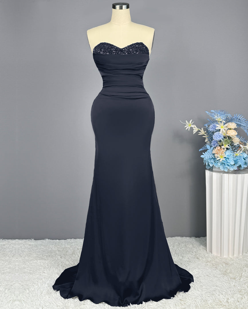 Red Sweetheart Sleeveless Sequined Mermaid Prom Dress BM bride