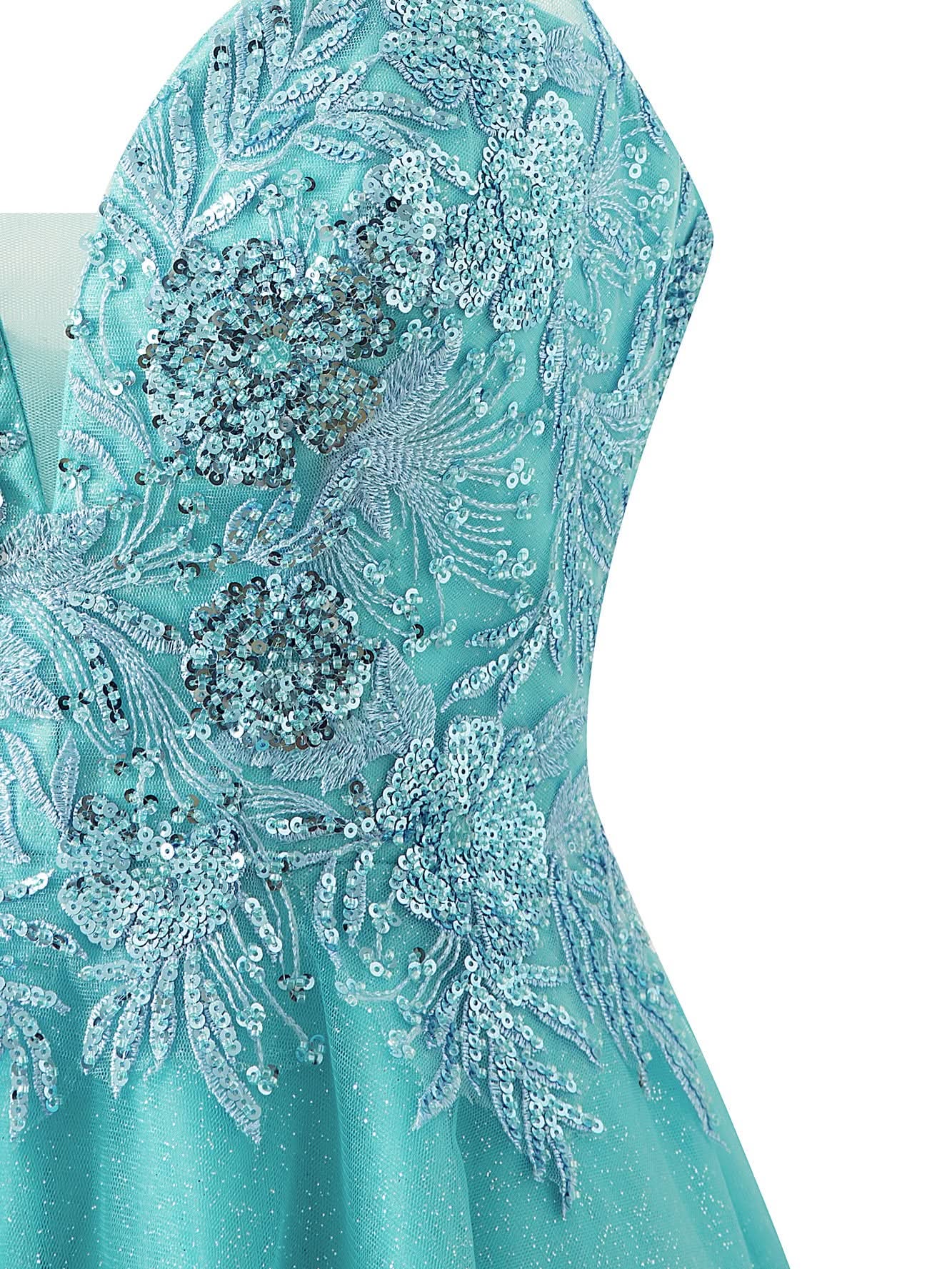 Short Spaghetti Strap Glitter Tulle A-Line Homecoming Dress BM bride